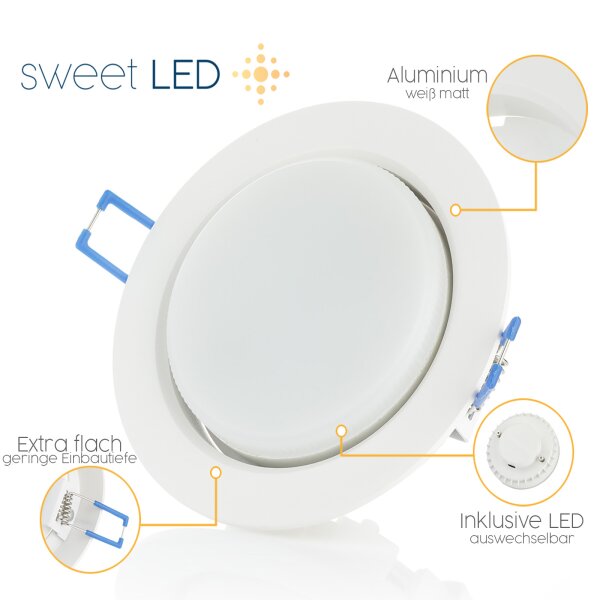 LED Einbaustrahler GX53 230V 8W | 6er Set Decken Spots 4000K Weiß