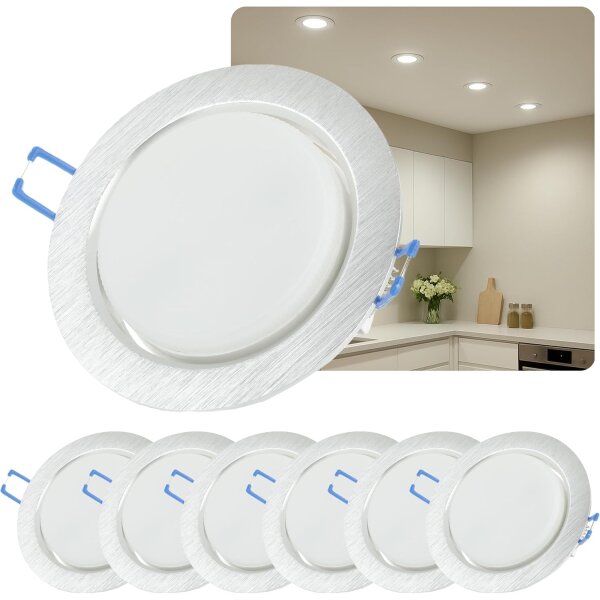 LED Einbaustrahler GX53 8,2W 230V 4000K Neutralweiß | 6er Set Alu
