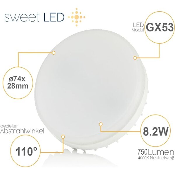 Schwarz Alu GX53 Einbaustrahler 6er Set | NW 8,2W 230V Ø95mm