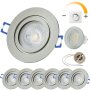 6er Set LED Einbauspots Dimmbar IP44 Bad Chrom Gebürstet | Deckenstrahler 7W Warmweiß 230V