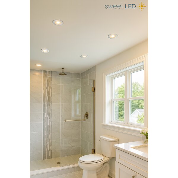 Dimmbare LED Badezimmer Spots IP44 Silbern Gebürstet | 230V Einbaustrahler 7W 6er Set