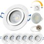Dimmbare LED Badezimmer Spots IP44 Silbern Gebürstet | 230V Einbaustrahler 7W 6er Set