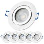 Dimmbare LED Badezimmer Spots IP44 Silbern Gebürstet | 230V Einbaustrahler 7W 6er Set