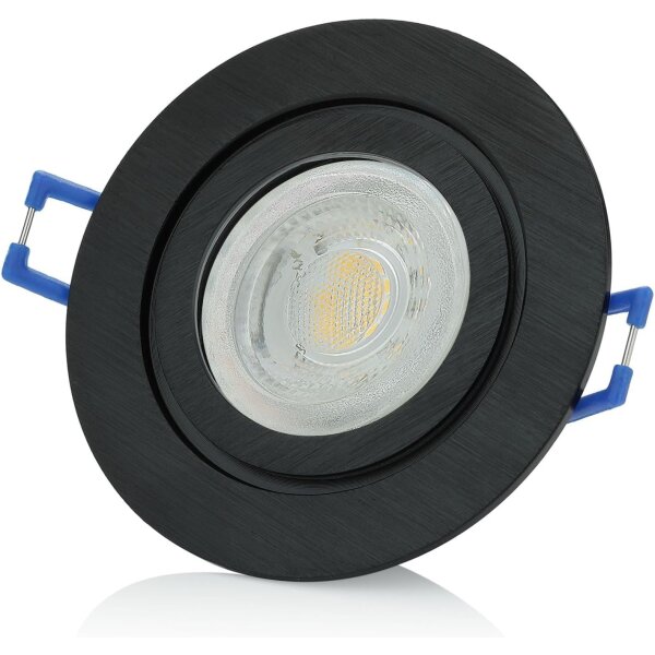 LED Einbaustrahler Bad IP44 | Spots Dimmbar 7W Schwarz 3er Set