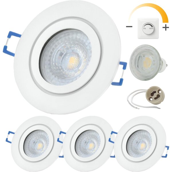 LED Einbaustrahler IP44 Dimmbar | Spot 3er Set GU10 7W 3000K Weiß