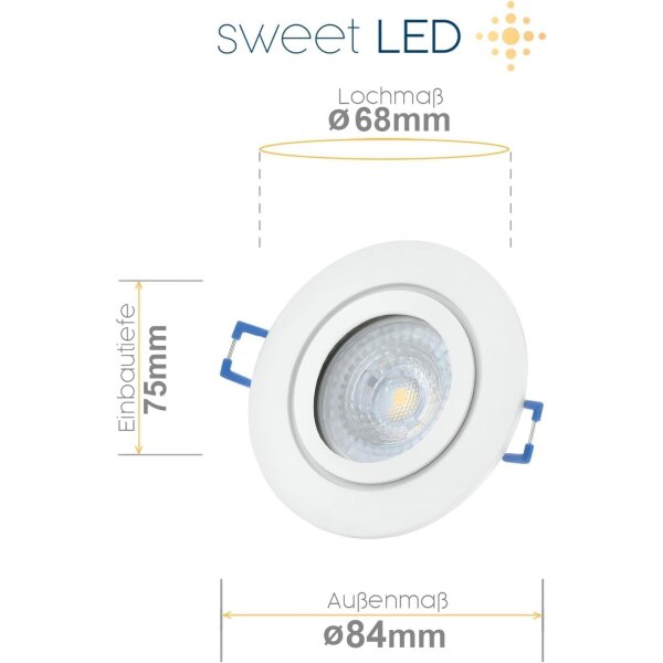 LED Einbaustrahler IP44 Dimmbar | Spot 3er Set GU10 7W 3000K Weiß