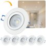 LED Einbaustrahler IP44 Bad Dimmbar 6er Set | Warmweiß 7W | Weiß Matt Alu Spot 230V Ø 68mm
