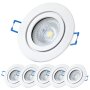 LED Einbaustrahler IP44 Bad Dimmbar 6er Set | Warmweiß 7W | Weiß Matt Alu Spot 230V Ø 68mm