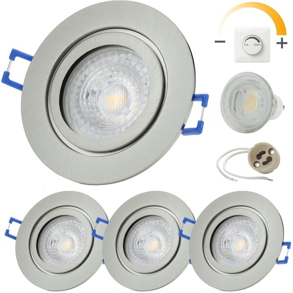 LED Einbaustrahler Bad IP44 | Dimmbar 7W Chrom 3er Set warmweiß