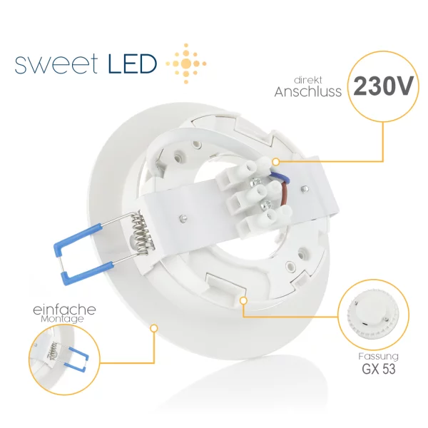 LED Einbaustrahler GX53 230V 8W 4000K | 3er Set Decken Spots