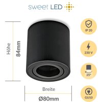 4er Set LED Aufbauspot GU10 Schwenkbar Schwarz...