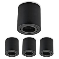 Aufbauspot LED GU10 | schwarz 4er Set rund schwenkbar...