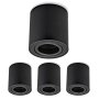 4er Set LED Aufbauspot GU10 Schwenkbar Schwarz Gebürstet | Aufbaustrahler 230V Aluminium Rund