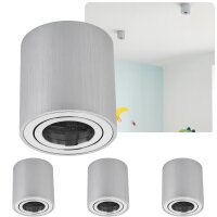 4er Set LED Aufbauspot GU10 Schwenkbar Alu Gebürstet Rund | 230V Spots Aluminium