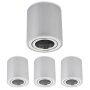 LED Aufbauspot GU10 4er Set | Alu rund schwenkbar Aufbaustrahler