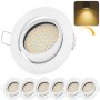 LED Einbaustrahler 5W 230V Dimmbar | 6er Set 3000K Warmweiß Weiß