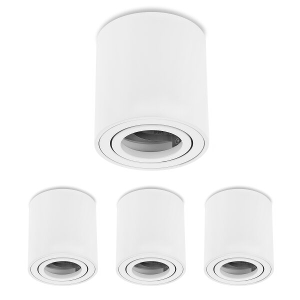 LED Aufbauspot GU10 4er Set weiß matt | rund schwenkbar Decke