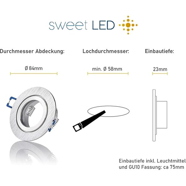 LED Einbaustrahler 5W 230V IP44 | 12er Set GU10 3000K Warmweiß