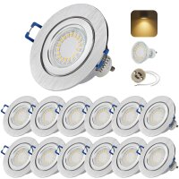 LED Einbaustrahler 5W 230V IP44 | 12er Set GU10 3000K...