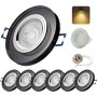 LED Einbaustrahler Glas 7W GU10 230V | Spot 6er Set 3000K Schwarz