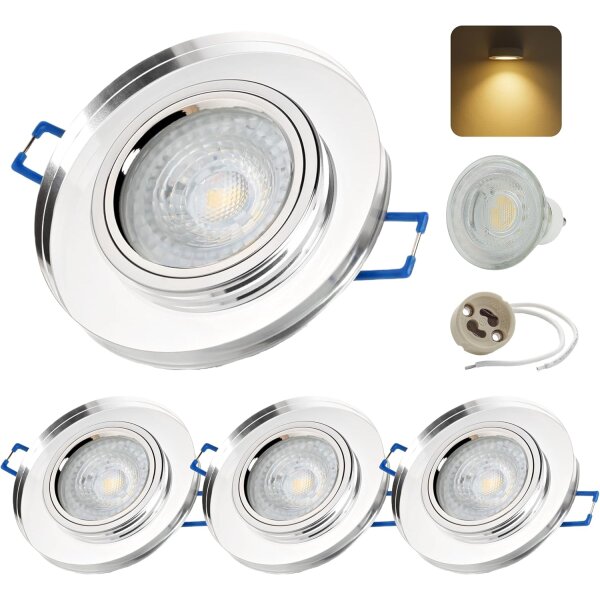 LED Einbaustrahler Glas 7W GU10 230V | 3er Set 3000K Transparent