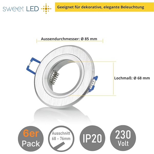 LED Einbaustrahler flach 230V 6er Set | Schwenkbare LED Einbauspots mit austauschbarem 3 CCT LED Modul Deckenspots