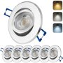 LED Einbaustrahler flach 230V 6er Set | Schwenkbare LED Einbauspots mit austauschbarem 3 CCT LED Modul Deckenspots