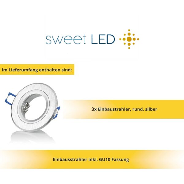 LED Einbaustrahler flach 230V 3er Set | Schwenkbar LED Deckenspots mit austauschbarem 3 CCT LED Modul 5W Silber