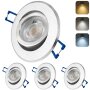 LED Einbaustrahler flach 230V 3er Set | Schwenkbar LED Deckenspots mit austauschbarem 3 CCT LED Modul 5W Silber