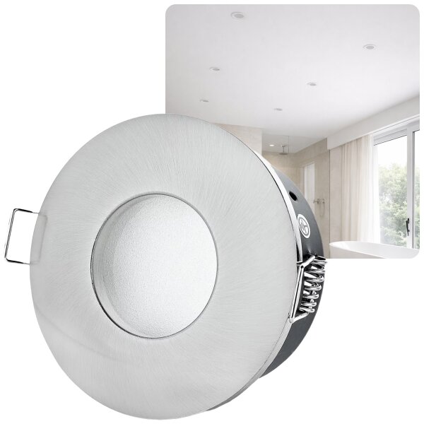 IP54 Einbaurahmen Bad | Chrom Gebürstet Alu GU10 Ø75mm