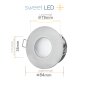 IP54 Einbaurahmen Bad | LED Spots Chrom Gebürstet Alu Ø75mm