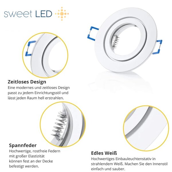LED Einbaustrahler IP44 Weiß | 12er Set GU10 5W 3000K Warmweiß Bad