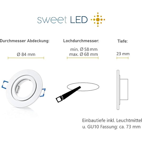 LED Einbaustrahler IP44 Weiß | 12er Set GU10 5W 3000K Warmweiß Bad