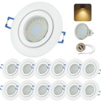 LED Einbaustrahler IP44 Weiß | 12er Set GU10 5W...