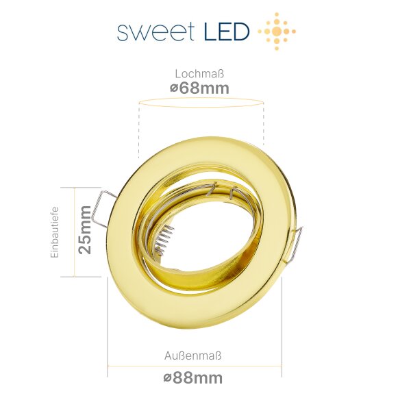 LED Einbaustrahler GU10 | LED Einbauspots 230V 6er Set Gold 5W 3000K