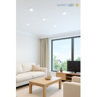 6er Set Eckig LED Einbaustrahler Weiß | Dimmbar...