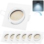 6er Set Eckig LED Einbaustrahler Weiß | Dimmbar Kaltweiß 5W