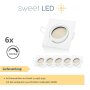 6er Set Eckig LED Einbaustrahler Weiß | Dimmbar Kaltweiß 5W