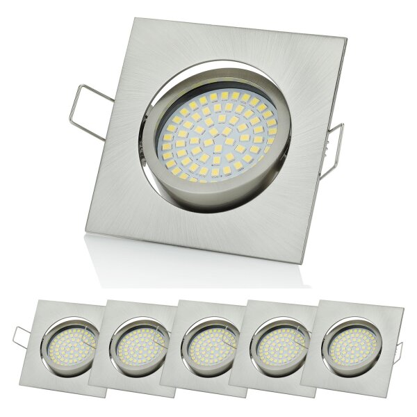 LED Einbaustrahler 6er Set 3,5W Flach | 230V Einbauleuchten 3000K
