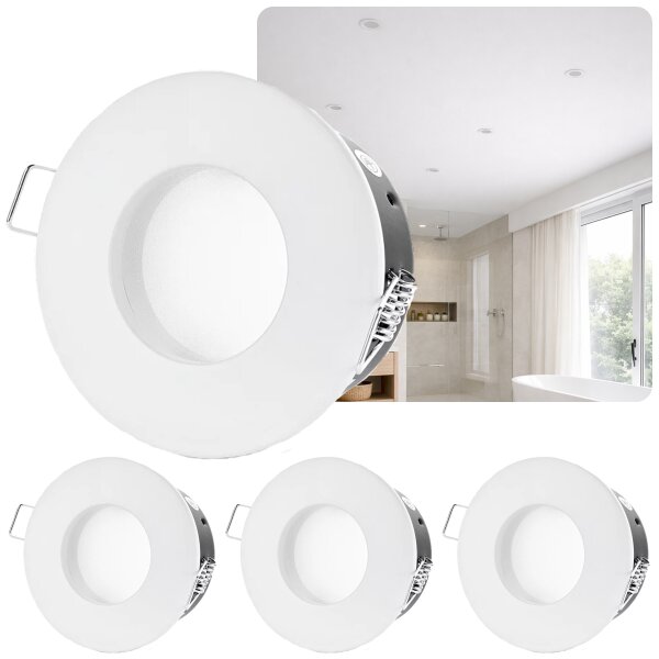 IP54 Einbaurahmen Bad | 4er Set Weiß Matt Aluminium