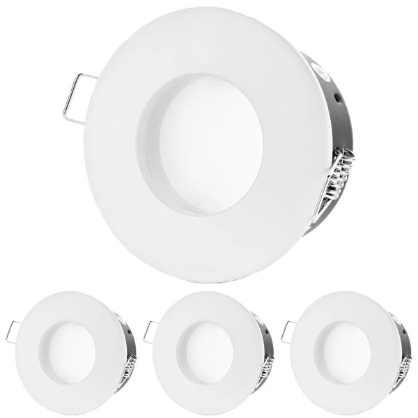IP54 Einbaurahmen Bad GU10 | 4er Set Weiß Matt Aluminium