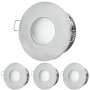 IP54 Einbaurahmen Bad Chrom | 4er Set Gebürstet Alu Ø75mm