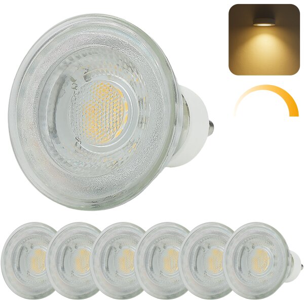 GU10 LED Lampe Dimmbar 7W Warmweiß 3000K 530lm Ersetzt 50W | 6er Set