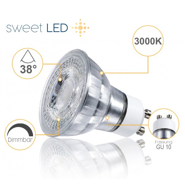 GU10 LED Lampe Dimmbar 7W Warmweiß 3000K 530lm Ersetzt 50W | 6er Set