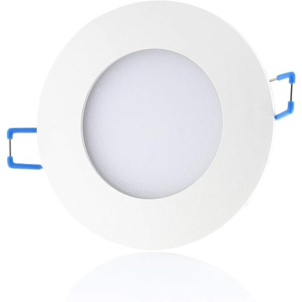 IP44 Einbaustrahler für Bad - LED Leuchtmittel 12 Watt Kaltweiß 6500K - Spots Rund Weiß 30 mm Einbautiefe - 5er SET Sparpack