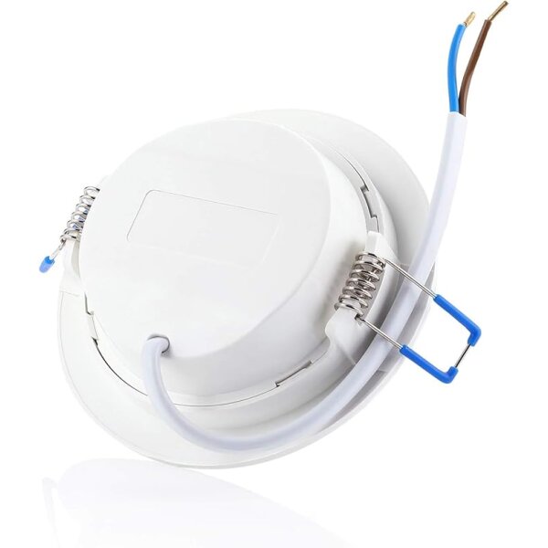 Sparpack - Einbaustrahler Flach Bad LED - Spots Led Rund Chromfarbig gebürstet - Leuchtmittel IP44 12 Watt Warmweiß 5er SET