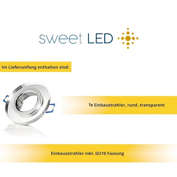 LED Einbaustrahler Glas GU10 | 6er Set LED Spots schwenkbar 230V