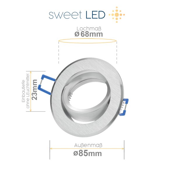 Led Einbaustrahler Flach - Deckenspots Aluminium Gebürstet Schwenkbar GU10 - LED Deckenleuchte 6er Sparpack