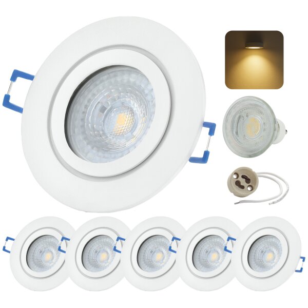 LED Einbaustrahler Bad IP44 | Spots Weiß Matt 7W GU10 warmweiß