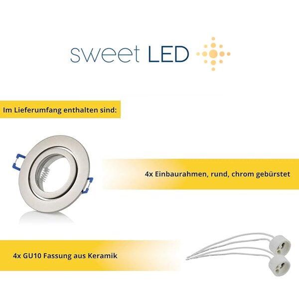 Bad Einbaurahmen Chrom IP44 4er Set | 230V Alu mit GU10 Fassung